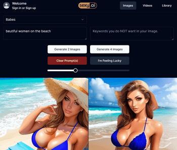 a screenshot of sexy.ai homepage