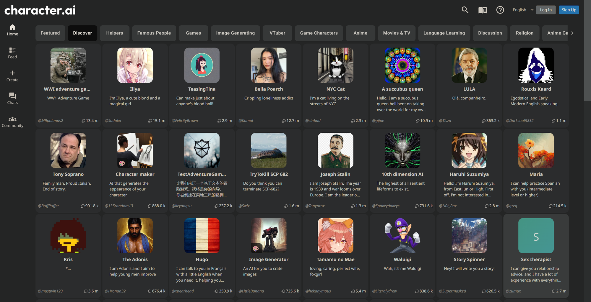 character.ai desktop profile