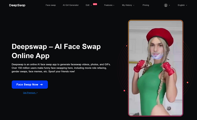 deepswap ai deepfake generator homepage