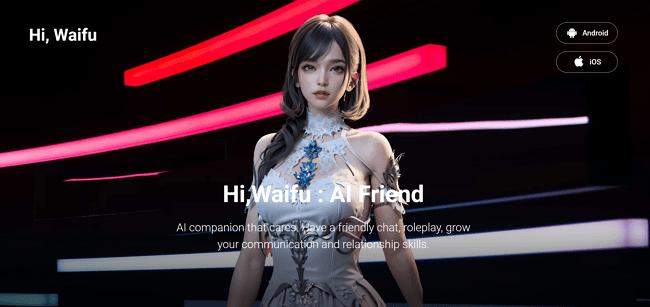 HiWaifu NSFW AI Chatbot homepage