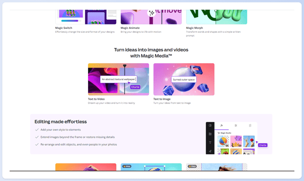 A screenshot of the AI video generation suite on Canva AI