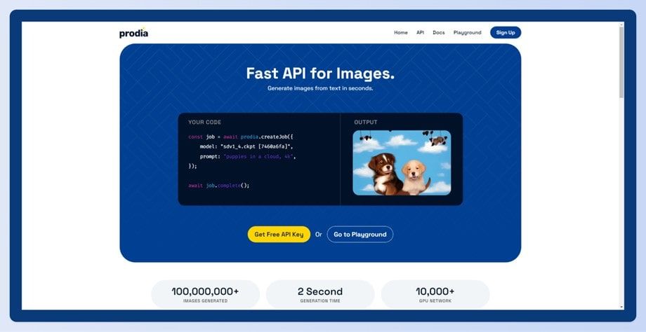 A screenshot of the Prodia homepage