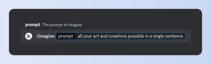 A screenshot of a Midjourney prompt on Discord