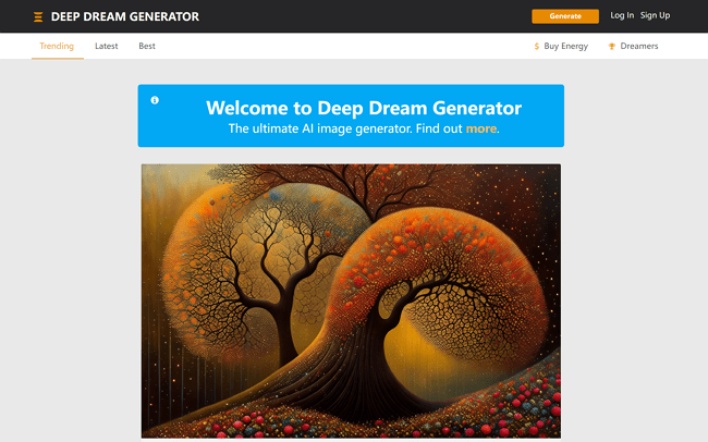 Deep Dream Generator Homepage