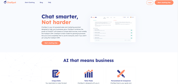 A screenshot of ChatSpot Homepage